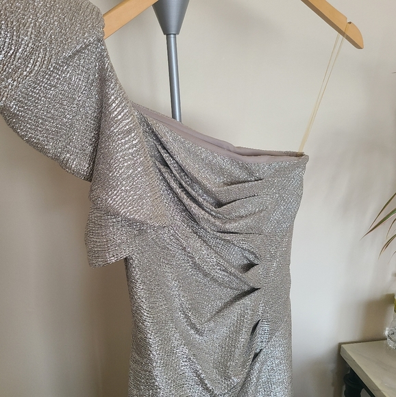 Hailey Logan One Shoulder Silver Dress - Picture 3 of 16